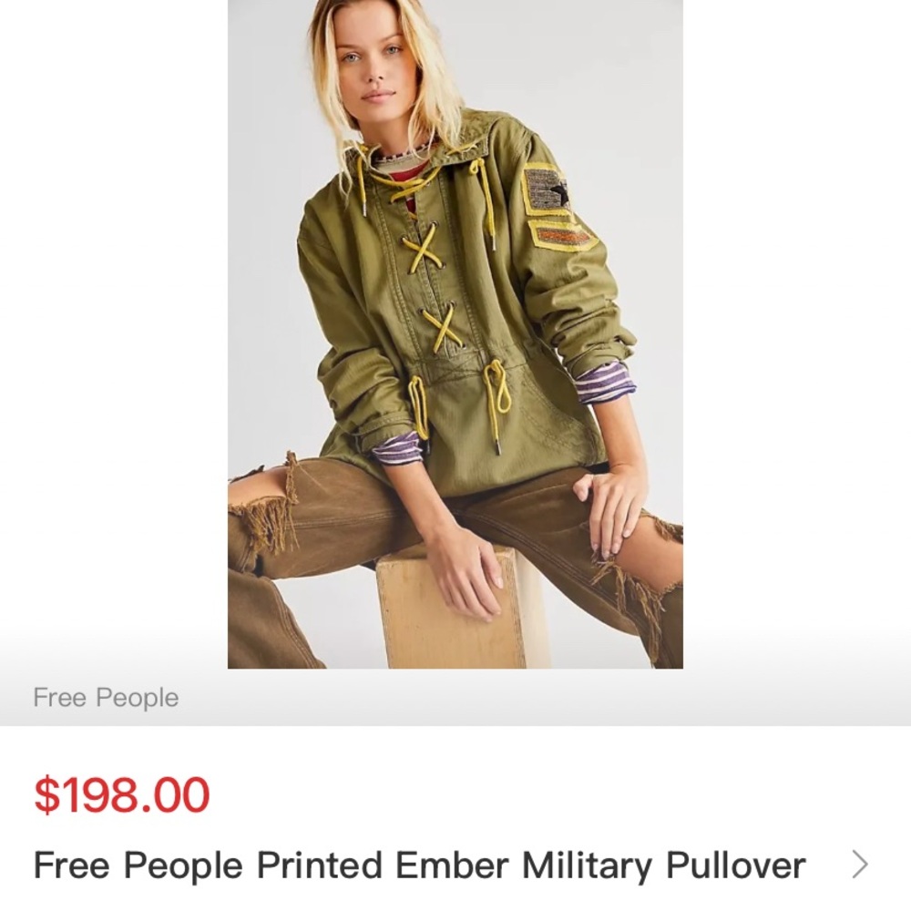 Free People Green Utility Pullover Jacket size S EUC
Sold out.